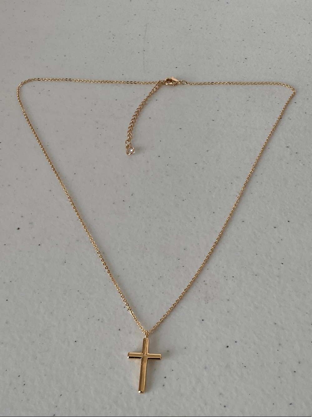 Delicate Small Gold Tone Cross Pendant Necklace